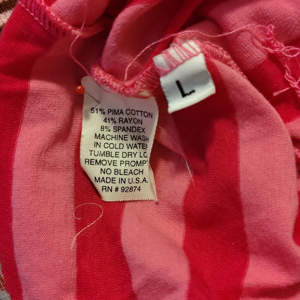 Size Large Ella Moss Pink & Red Striped Women's Tank Top - Picture 4 of 4